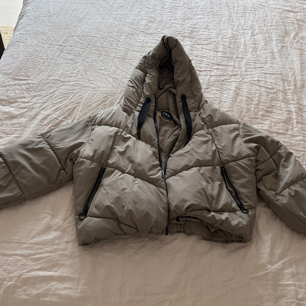 Zara Beige Hooded Jacket